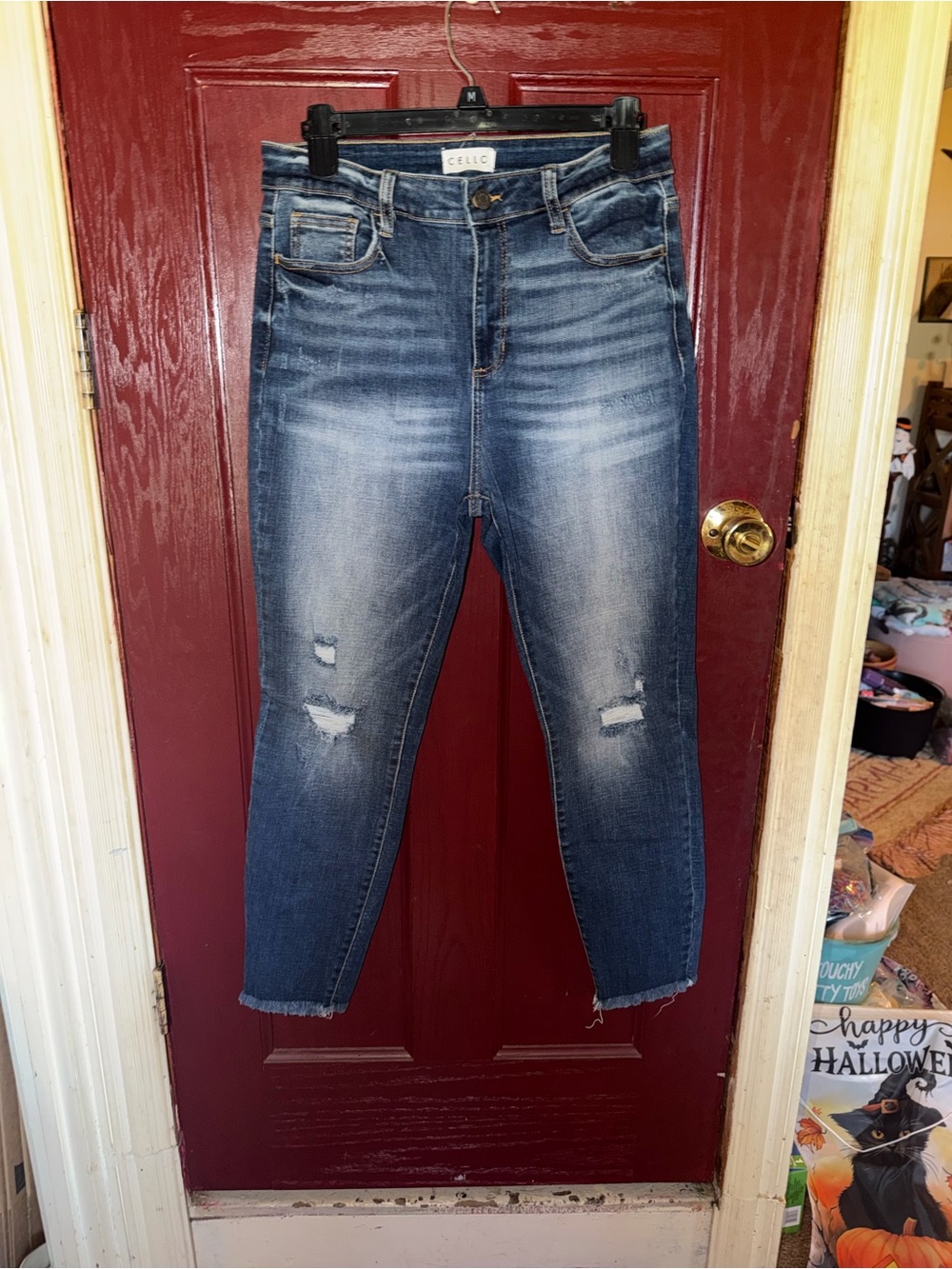C&C California Women's Distressed High-Rise Blue Jeans